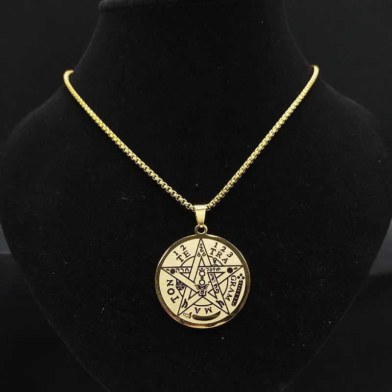 Pentagram Gold Pendants Necklace