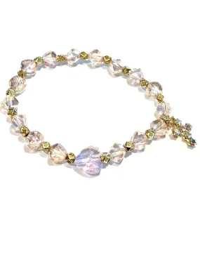 Pink Crystal Cross Bracelet