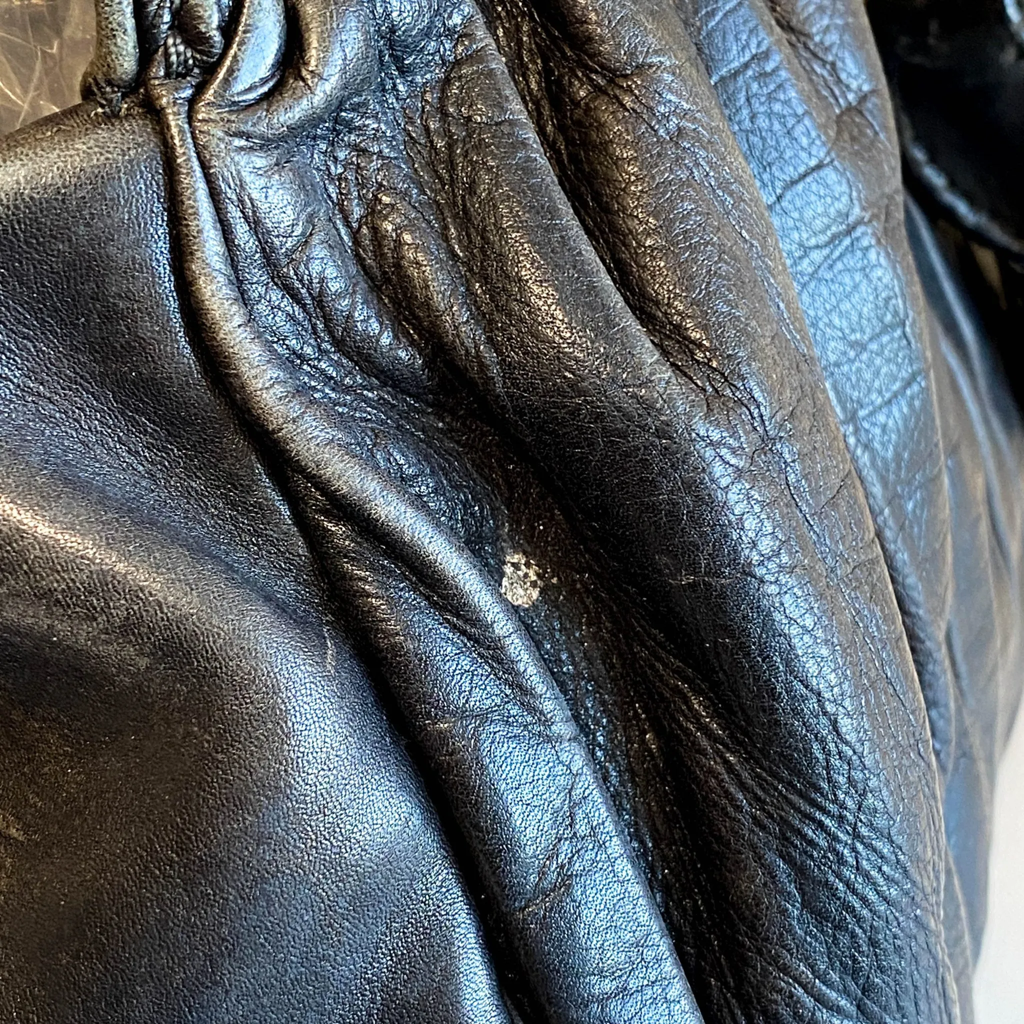 Pleated Leather Black Gold Hardware Handbag