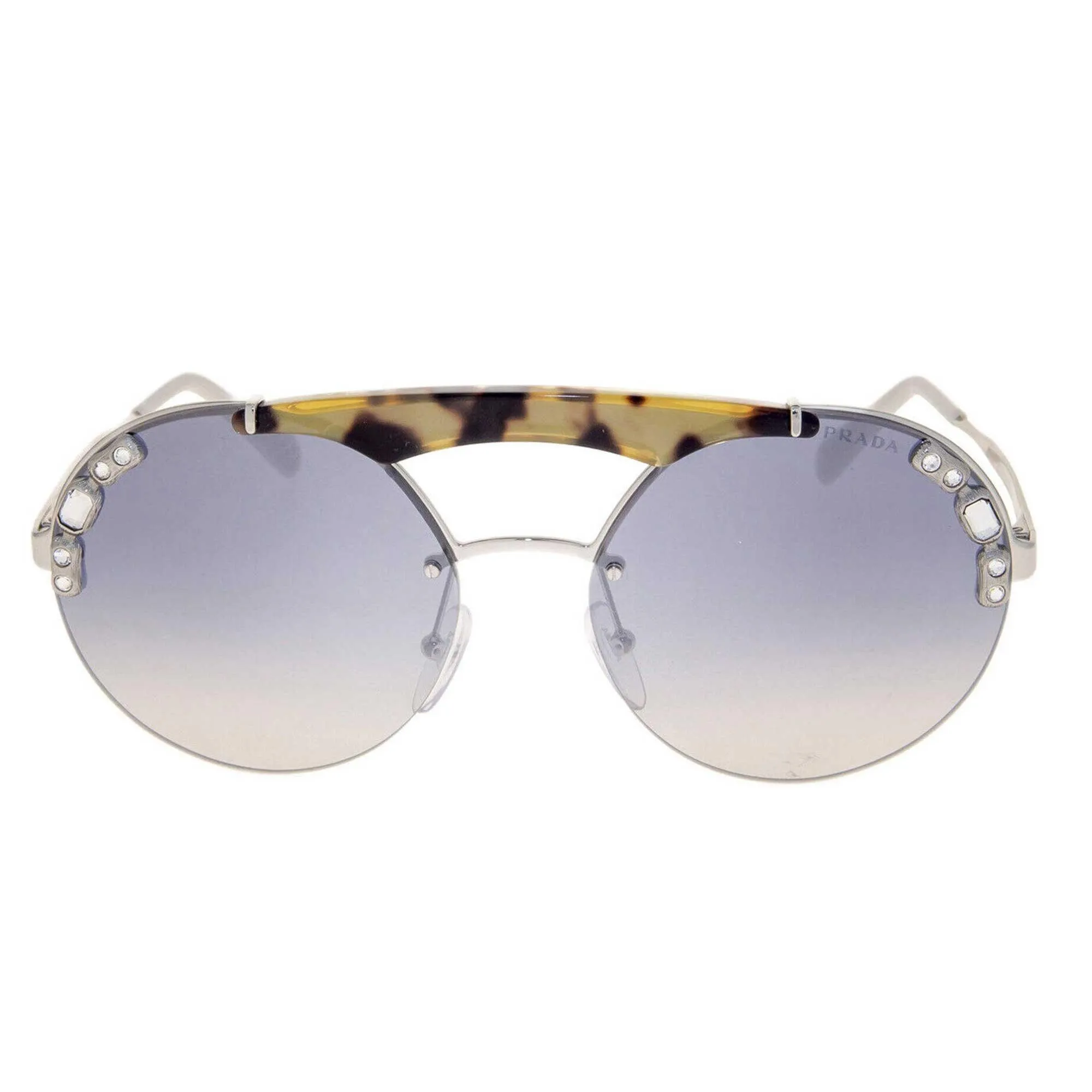 Prada Women's Sunglasses - Silver Medium Havana Round Frame | PRADA 0PR 52US 23C5R037