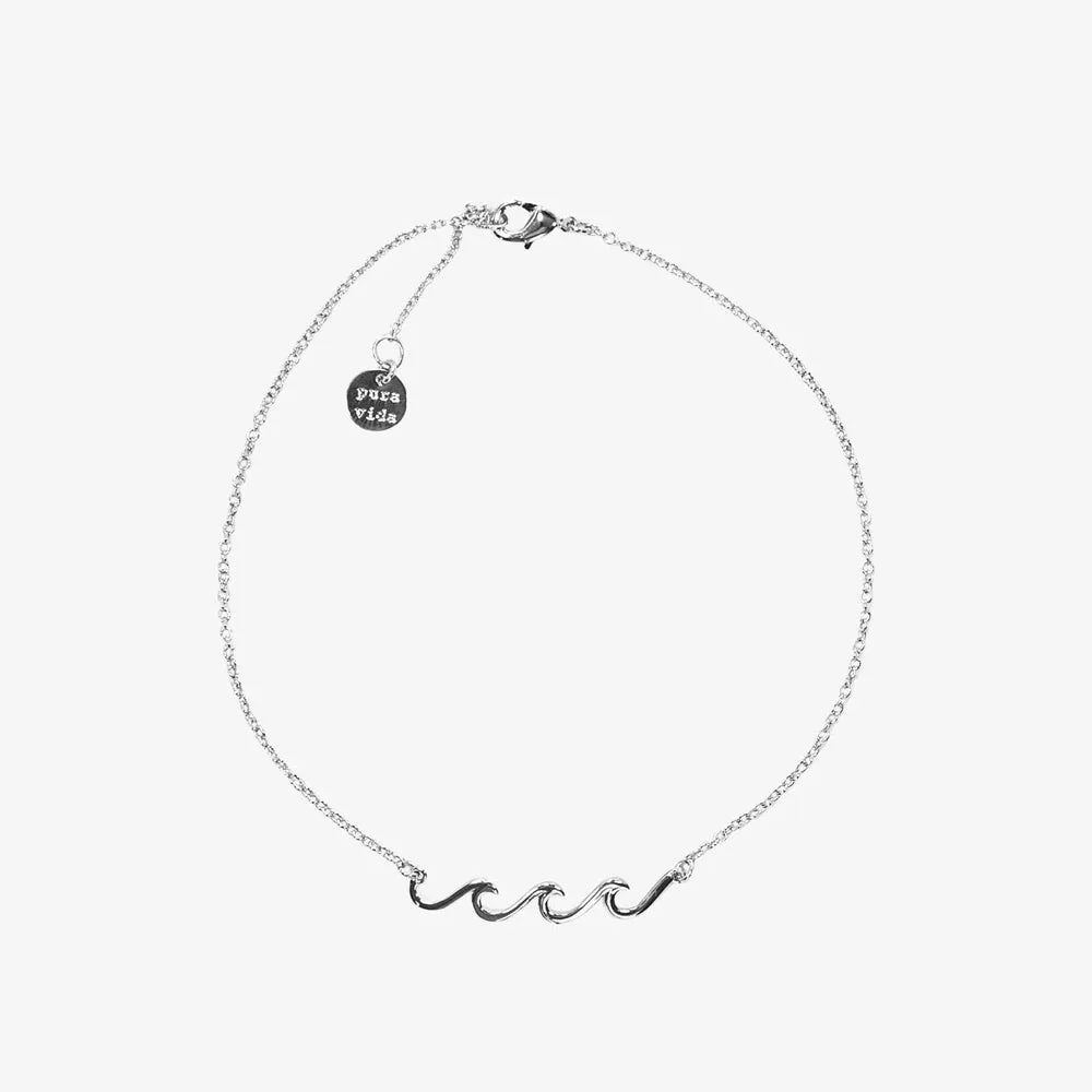Pura Vida Bracelets Delicate Wave Anklet - Silver