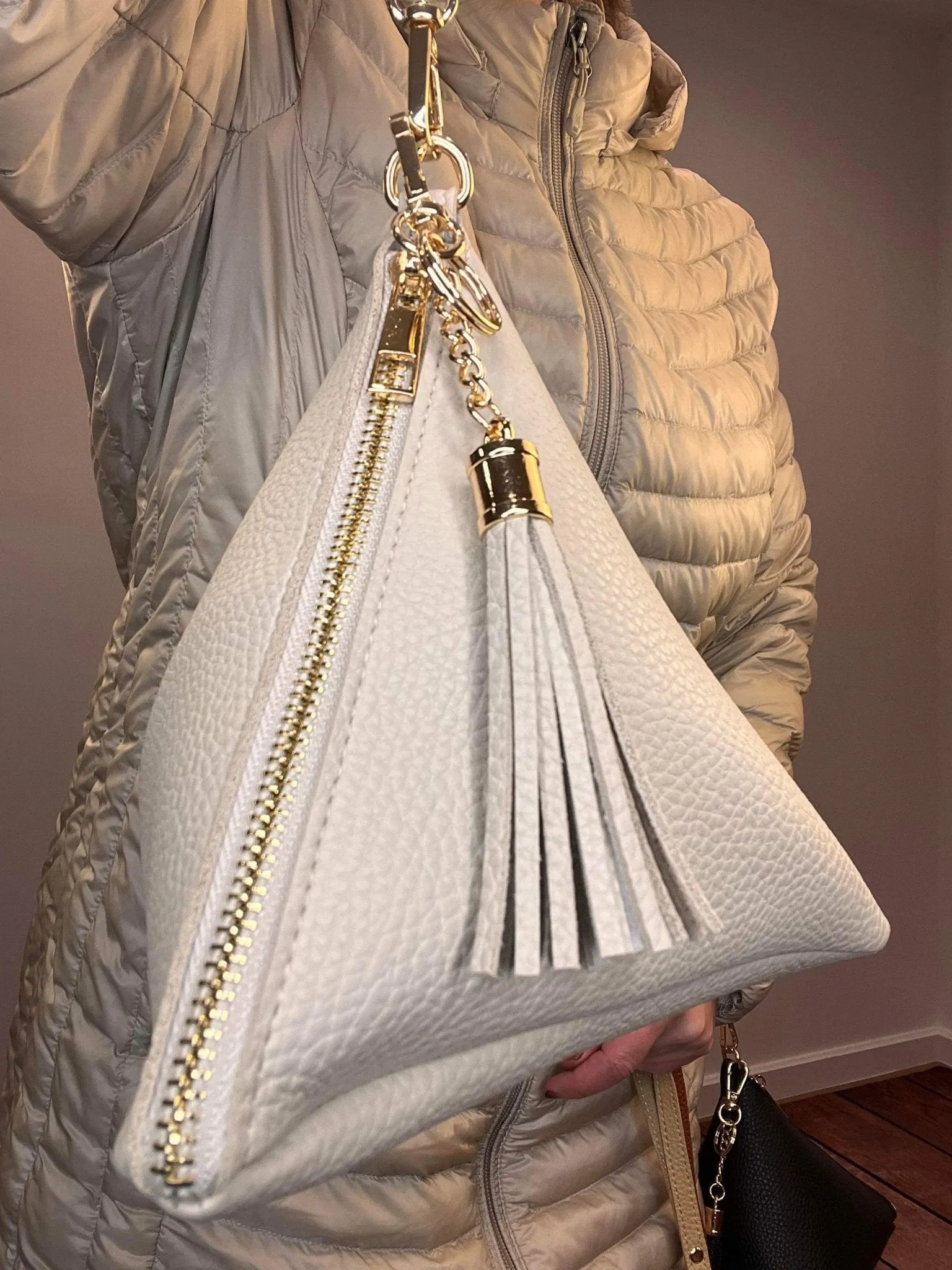 Pyramid Tassel Wristlet Bag