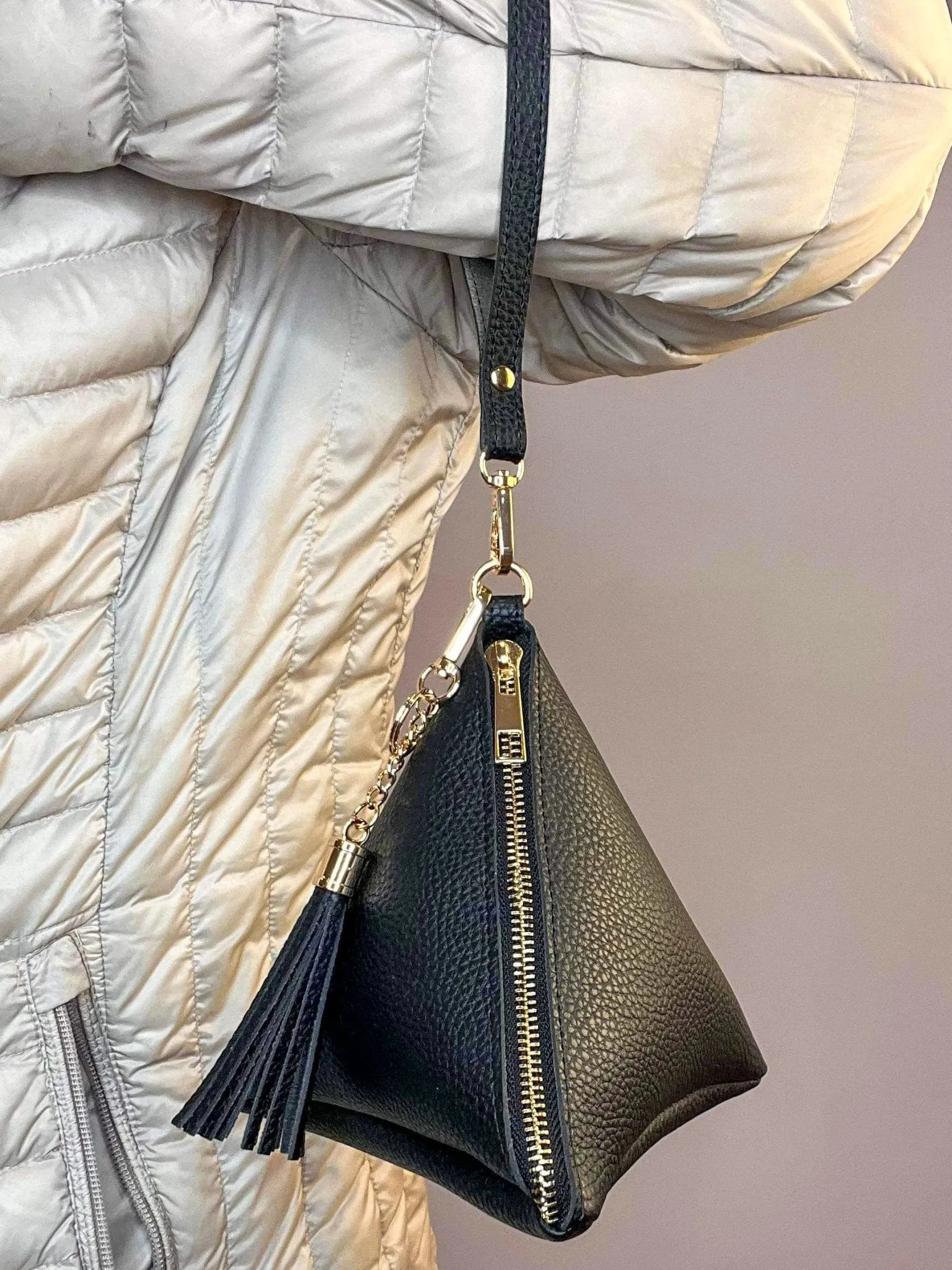 Pyramid Tassel Wristlet Bag