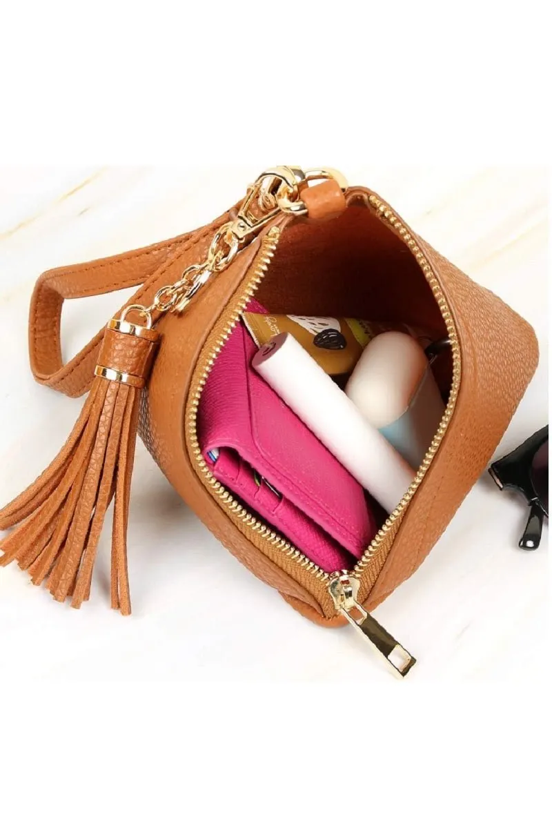 Pyramid Tassel Wristlet Bag