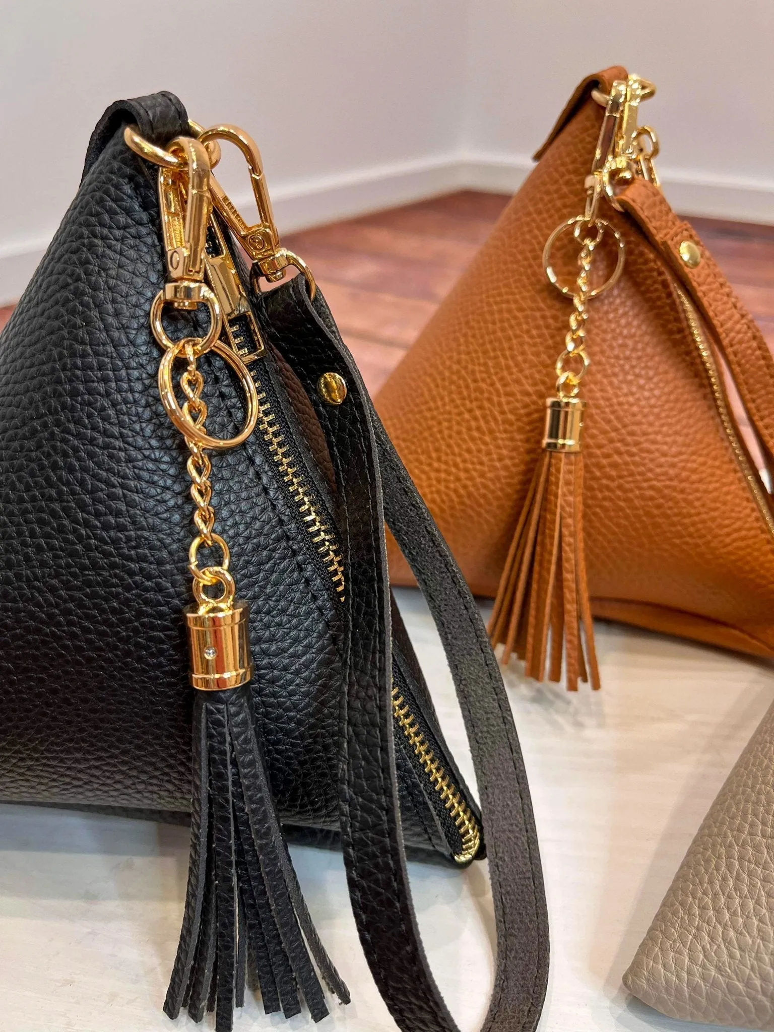 Pyramid Tassel Wristlet Bag