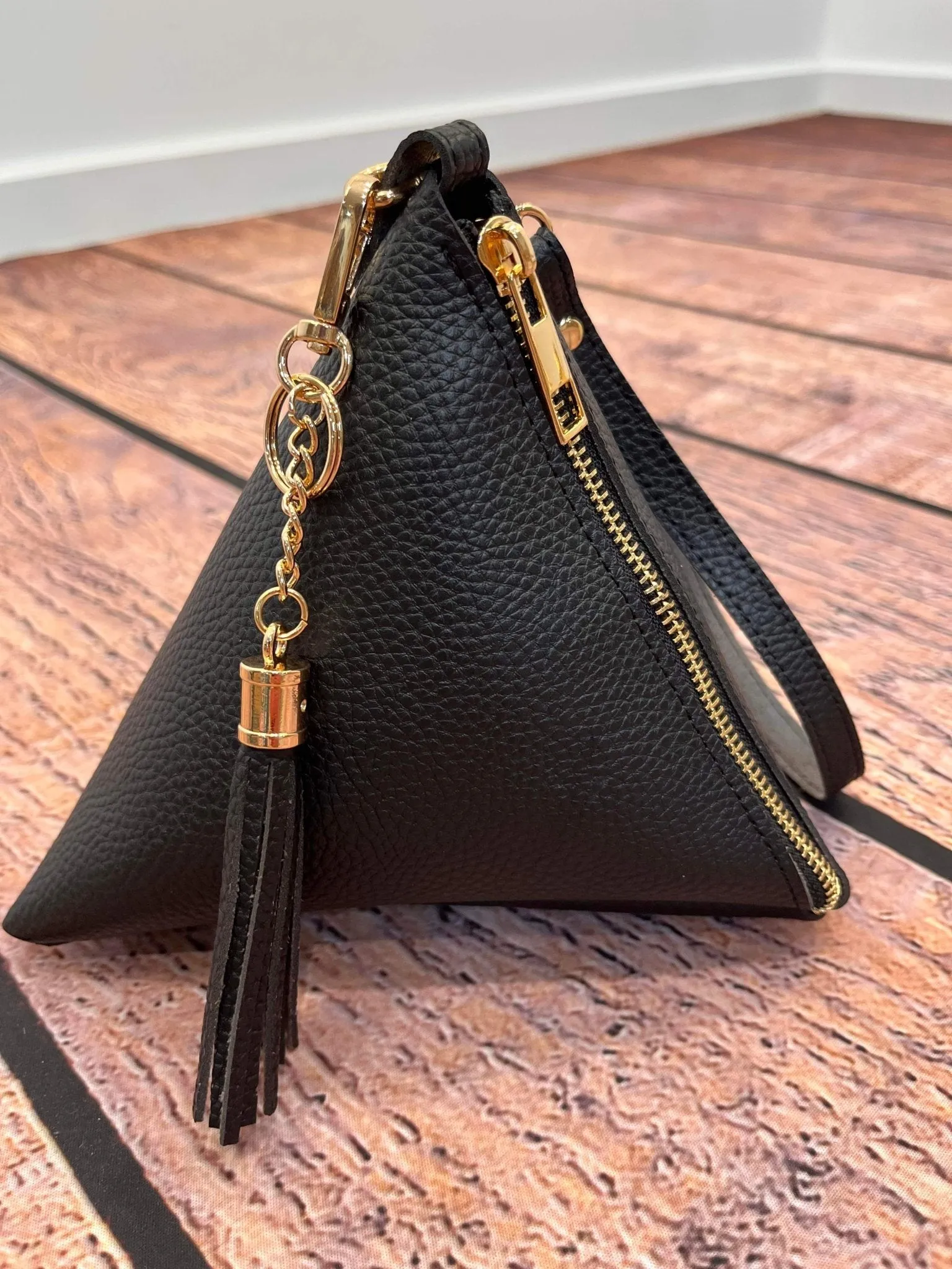 Pyramid Tassel Wristlet Bag