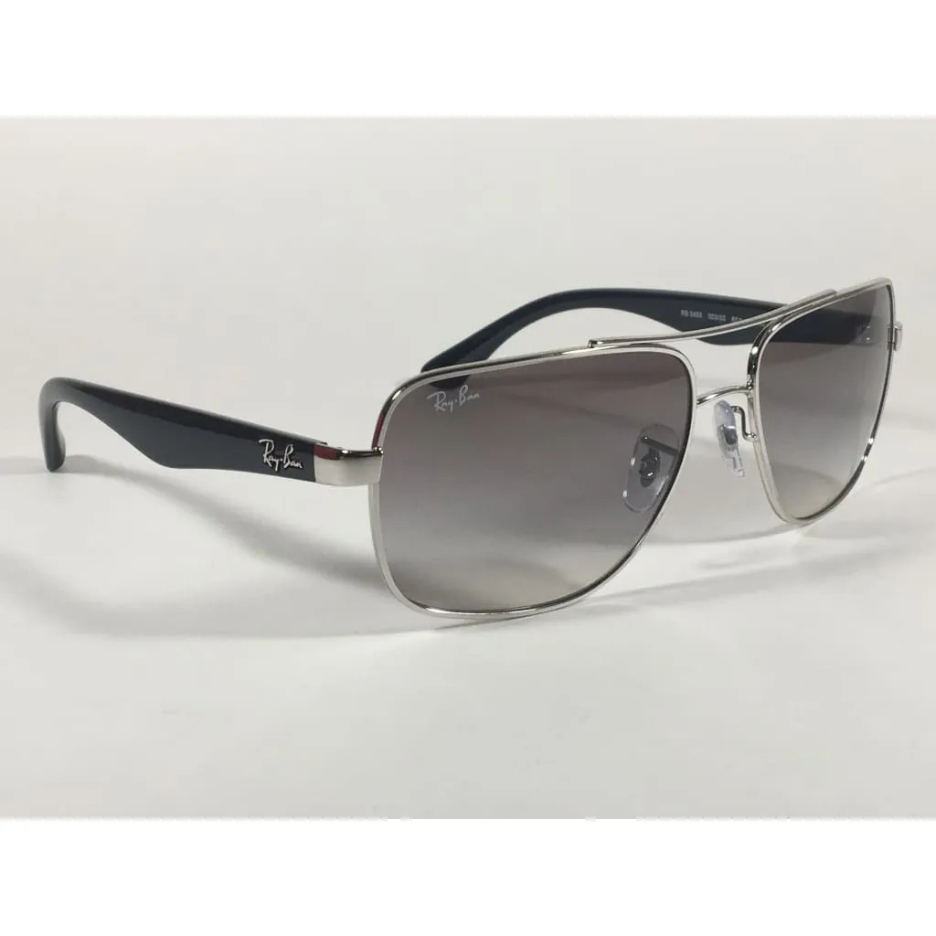Ray-Ban Navigator Pilot Sunglasses Silver And Black Frame Gray Gradient Lens RB3483 003/32