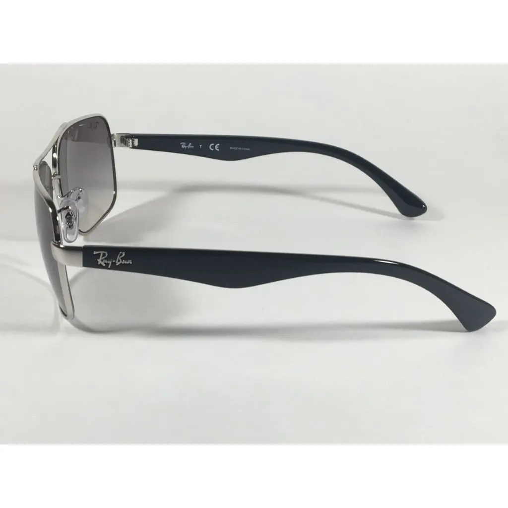 Ray-Ban Navigator Pilot Sunglasses Silver And Black Frame Gray Gradient Lens RB3483 003/32