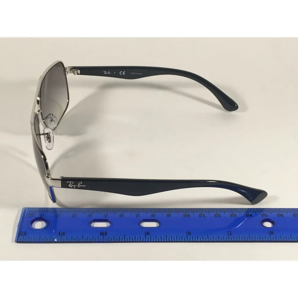 Ray-Ban Navigator Pilot Sunglasses Silver And Black Frame Gray Gradient Lens RB3483 003/32