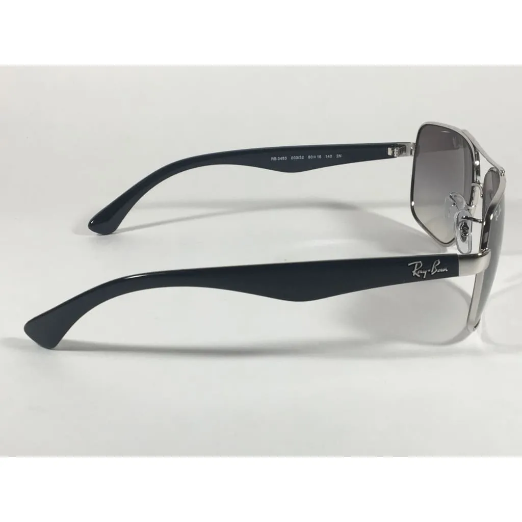 Ray-Ban Navigator Pilot Sunglasses Silver And Black Frame Gray Gradient Lens RB3483 003/32
