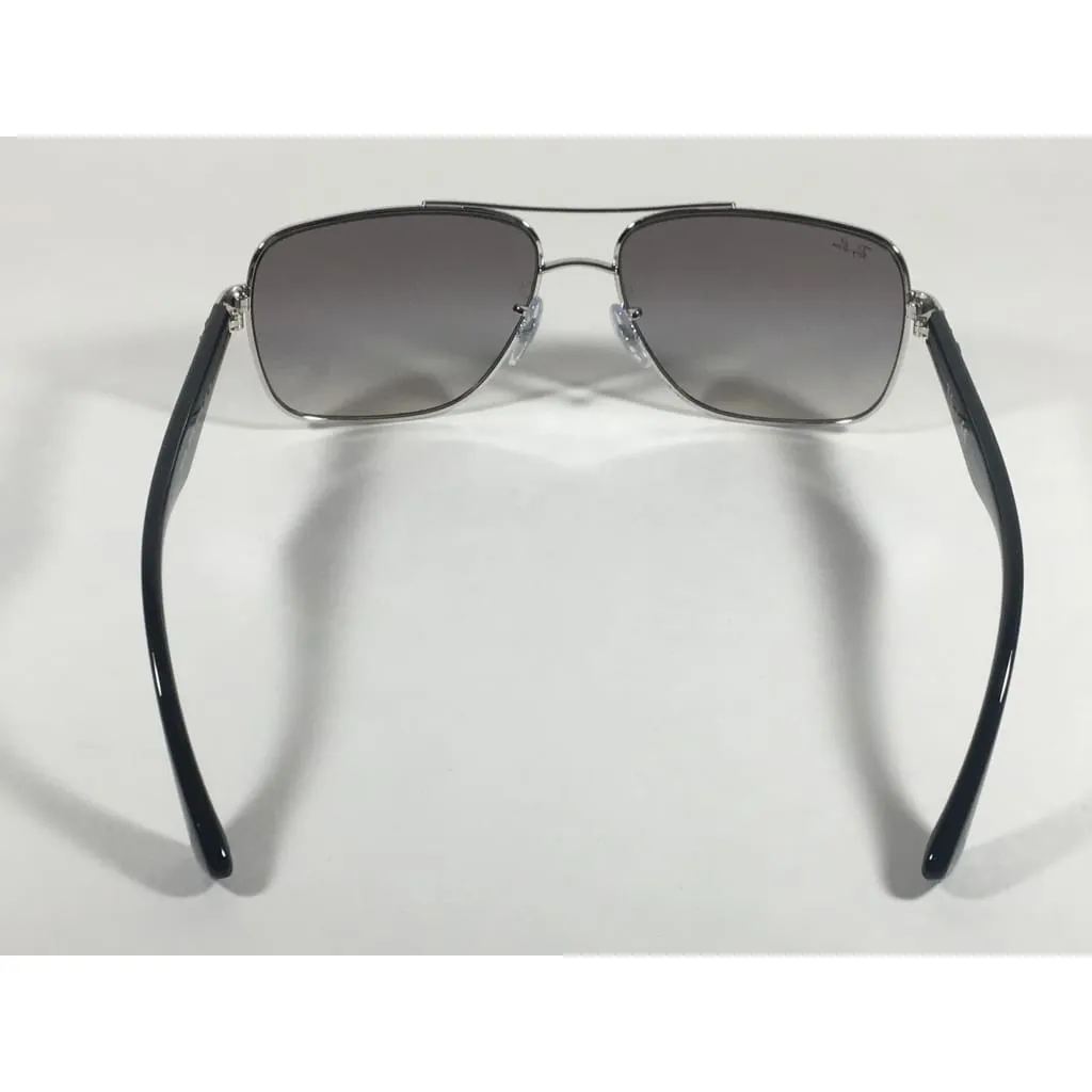 Ray-Ban Navigator Pilot Sunglasses Silver And Black Frame Gray Gradient Lens RB3483 003/32