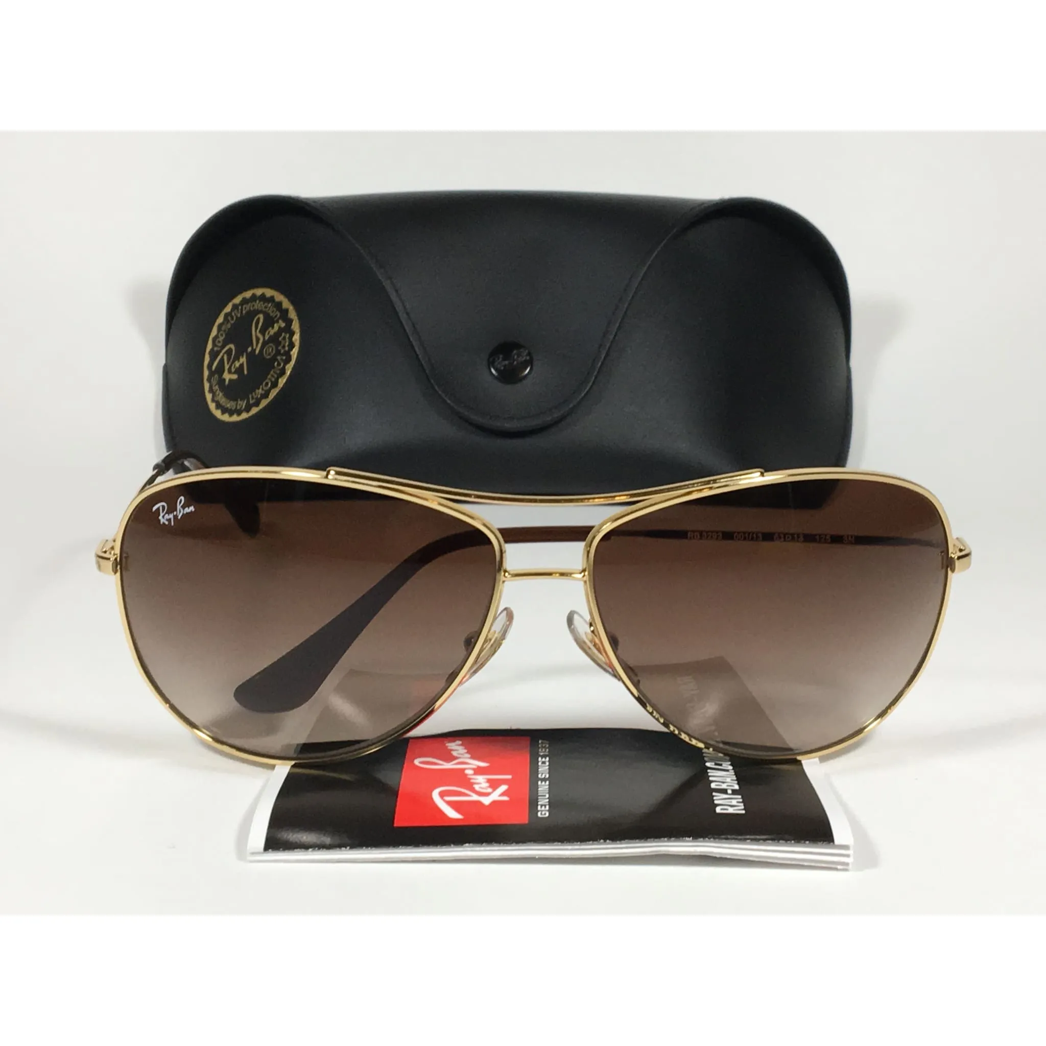 Ray-Ban RB3293 001/13 Highstreet Aviator Sunglasses Gold Frame Brown Gradient Lens
