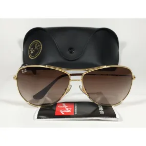 Ray-Ban RB3293 001/13 Highstreet Aviator Sunglasses Gold Frame Brown Gradient Lens