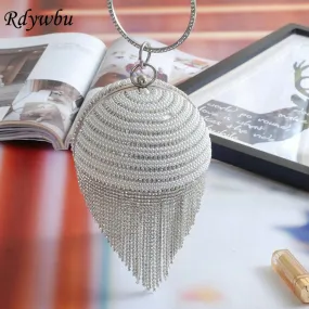 Rdywbu Best Price Diamond Tassel Pearl Beaded Clutch Bags Women Handbag Luxury Full Pearl Wedding Party Bags CrossBody Purse
