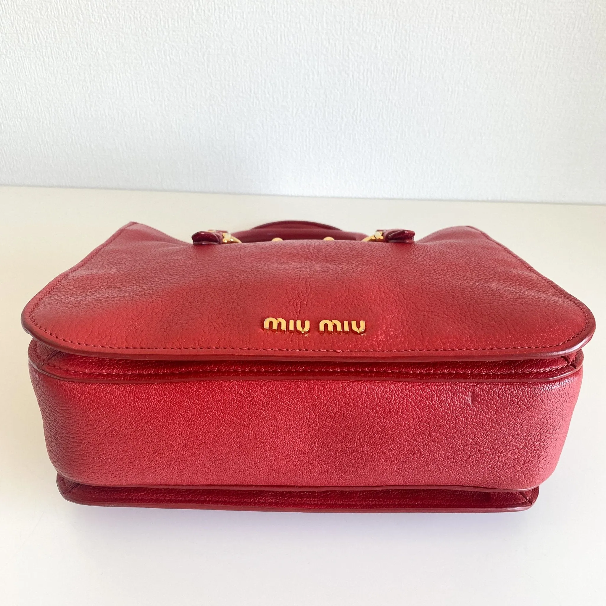Red Leather Madras Tote
