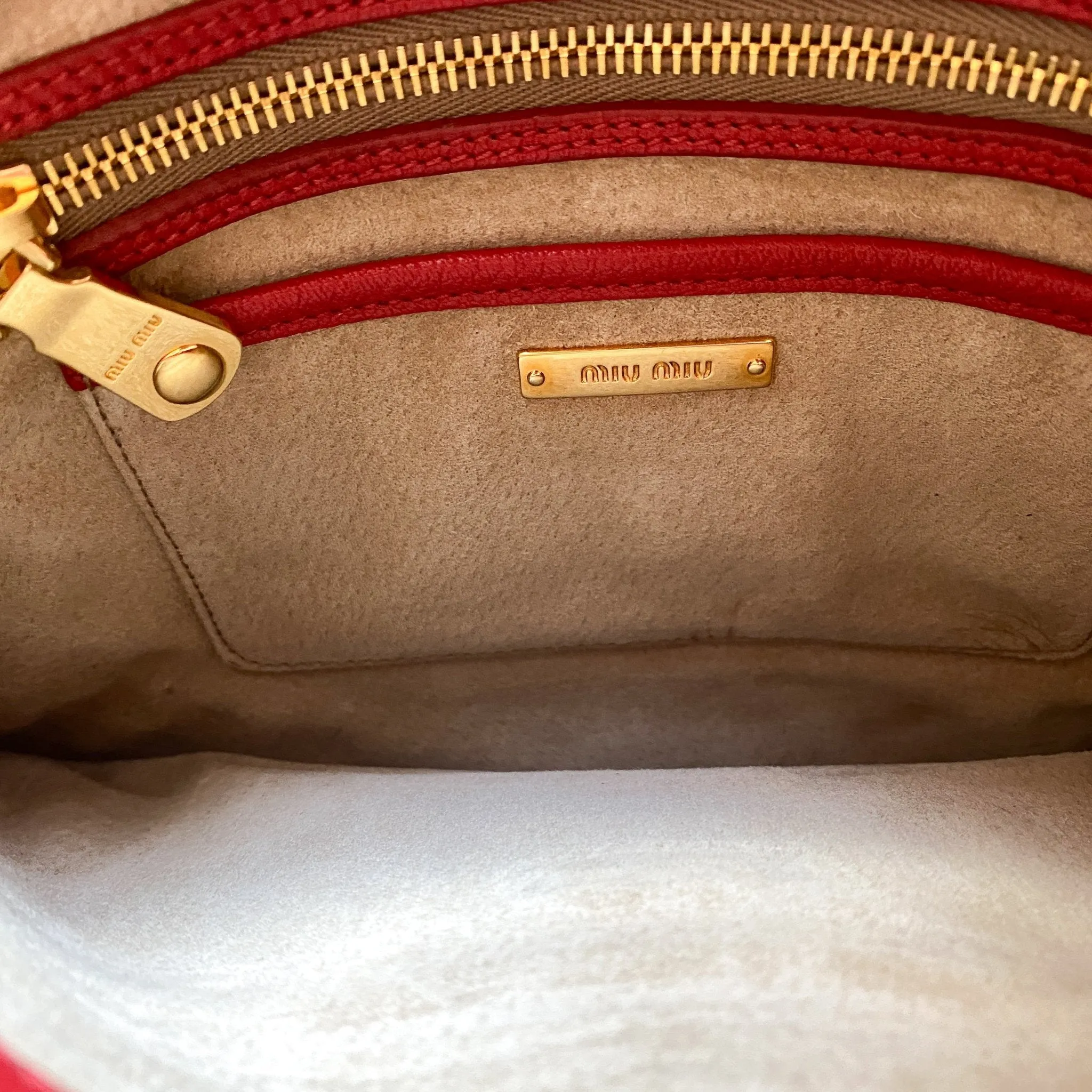Red Leather Madras Tote