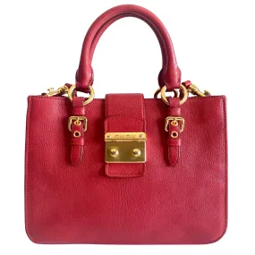 Red Leather Madras Tote