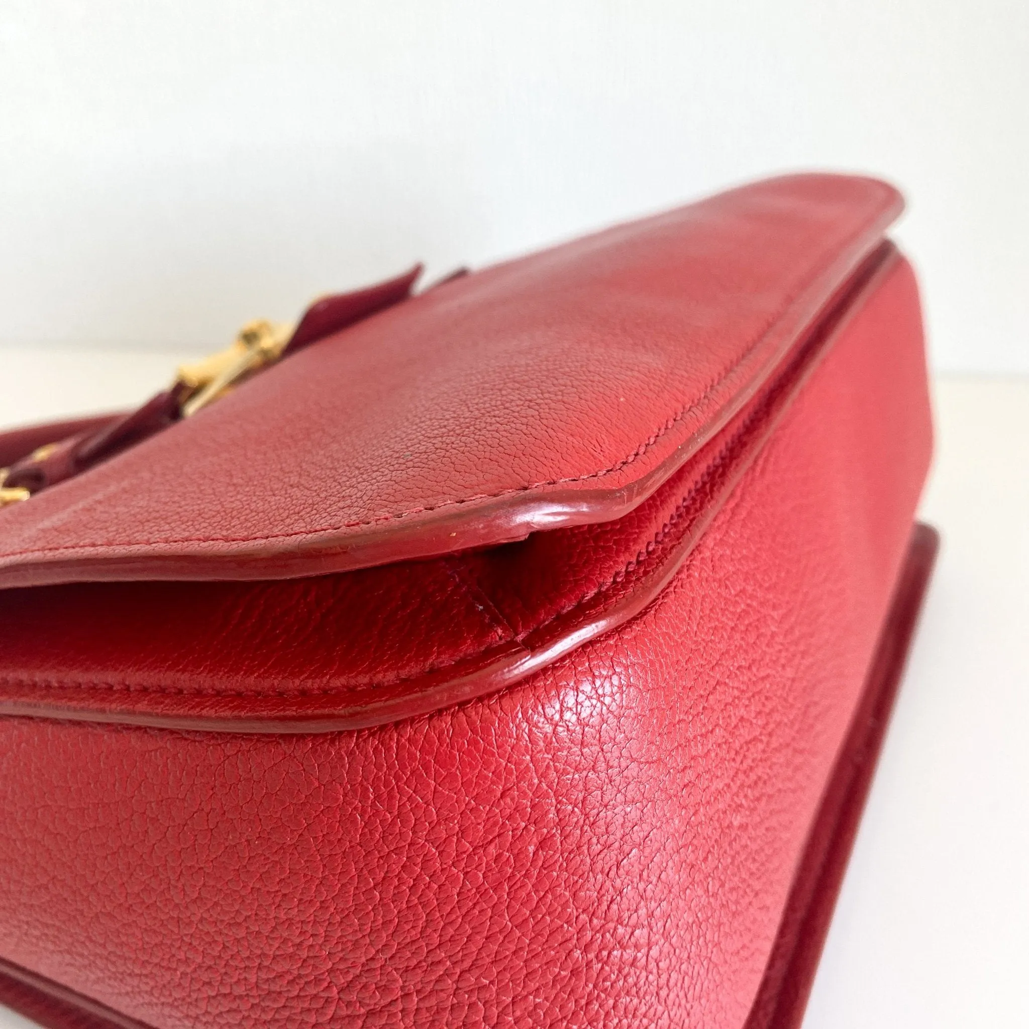 Red Leather Madras Tote