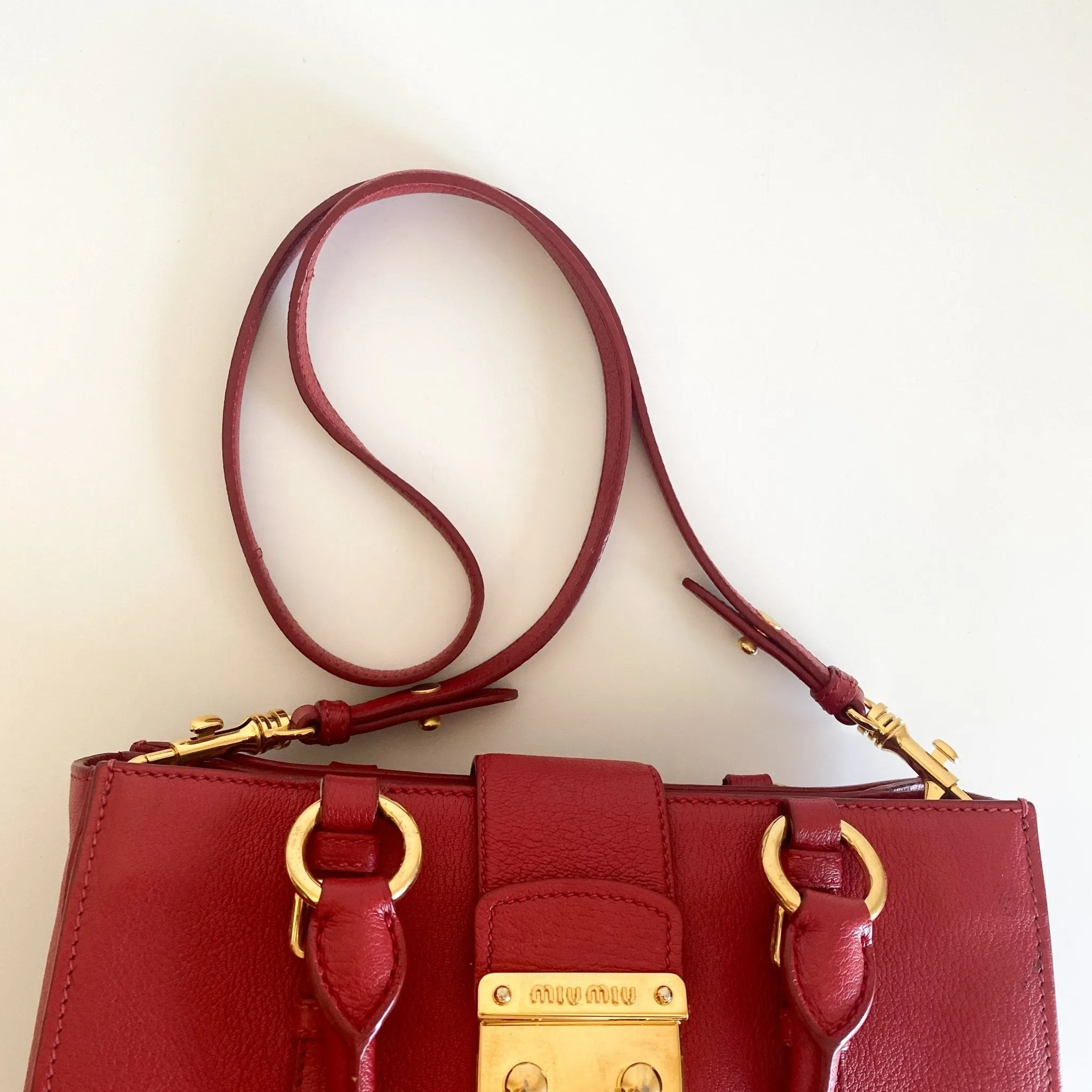 Red Leather Madras Tote