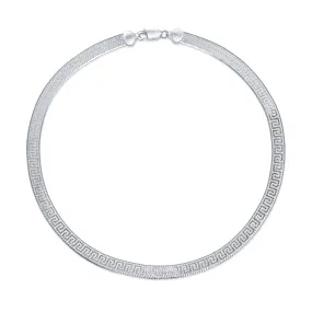 Reversible Greek Key Sterling Silver Collar Necklace or Bracelet Nickel-Free Italy