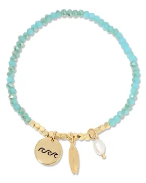 Ride The Wave Stretch Bracelet - Aqua & Gold