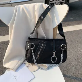 Rivet Women Shoulder Bag Causal Luxury ladies Hand bags Designer With Mini Pocket chain Female Messenger Bag handbag black