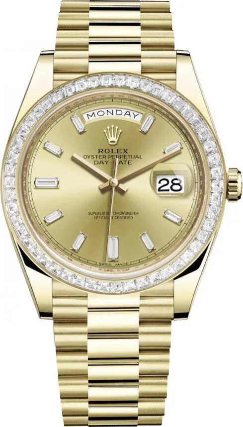 Rolex Day Date 40 Automatic Champagne Diamond Dial Men's 18kt Yellow Gold President Watch 228398CDP