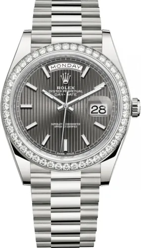 Rolex Day Date 40 Dark Rhodium Dial Automatic Men's 18kt White Gold Watch 228349DRSP
