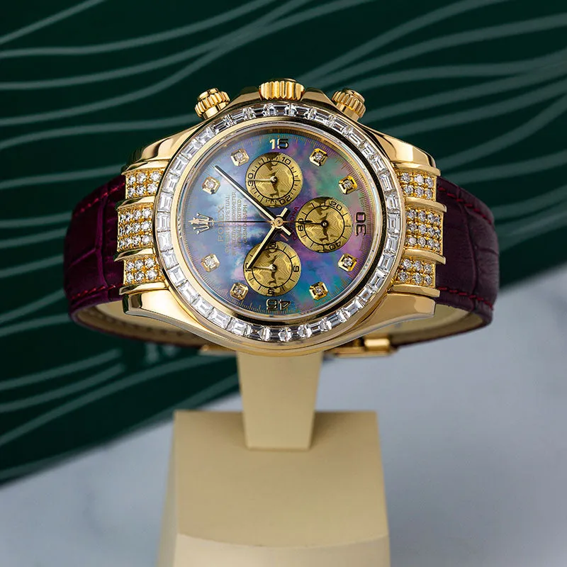 Rolex Daytona Yellow Gold Diamond Set Custom MOP Dial 116518