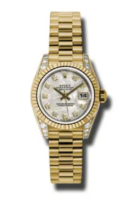 Rolex Lady-Datejust 26 Meteorite Dial 18K Yellow Gold President Automatic Ladies Watch 179238MTDP