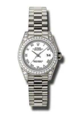 Rolex Lady-Datejust 26 White Dial 18K White Gold President Automatic Ladies Watch 179159WRP
