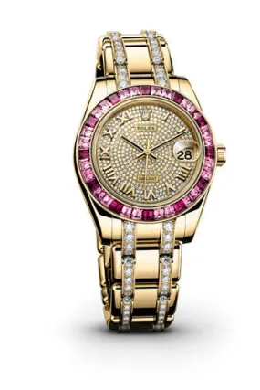 Rolex Lady-Datejust Pearlmaster Diamond Pave Dial 18K Yellow Gold (Diamond-Set) Automatic Ladies Watch 81348SSRDPM