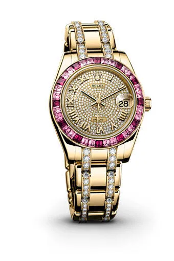 Rolex Lady-Datejust Pearlmaster Diamond Pave Dial 18K Yellow Gold (Diamond-Set) Automatic Ladies Watch 81348SSRDPM