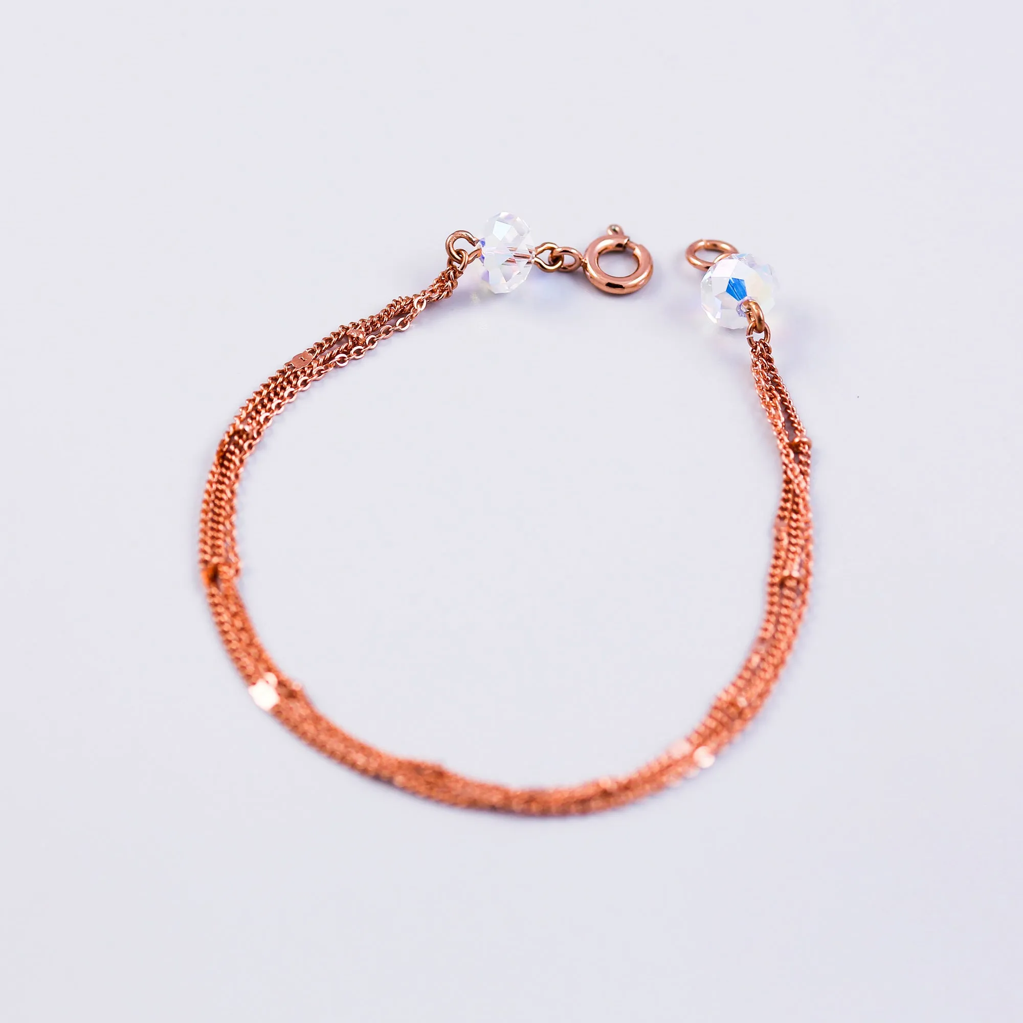 Rose Gold & Iridescent Bead Bridal Satellite Bracelet