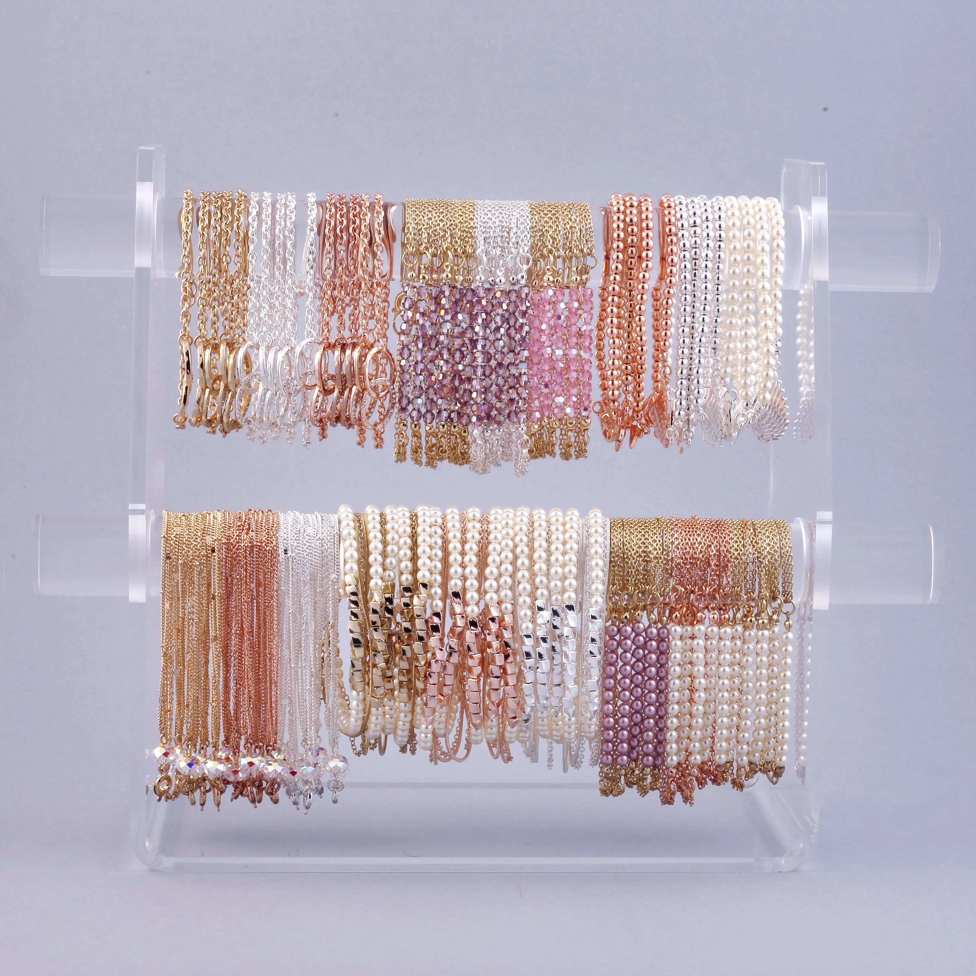 Rose Gold & Iridescent Bead Bridal Satellite Bracelet