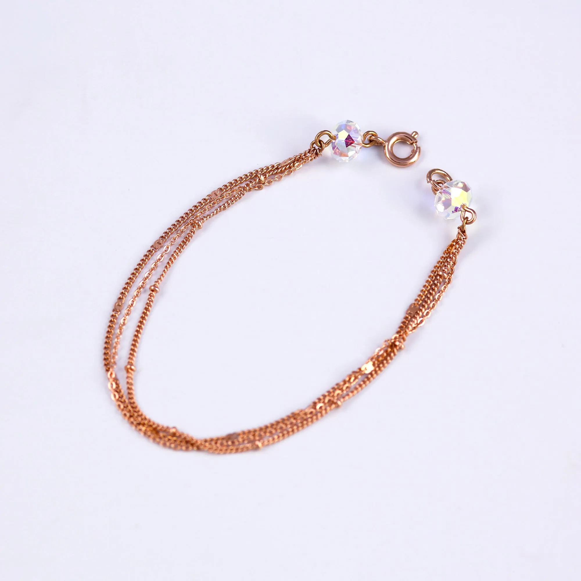 Rose Gold & Iridescent Bead Bridal Satellite Bracelet