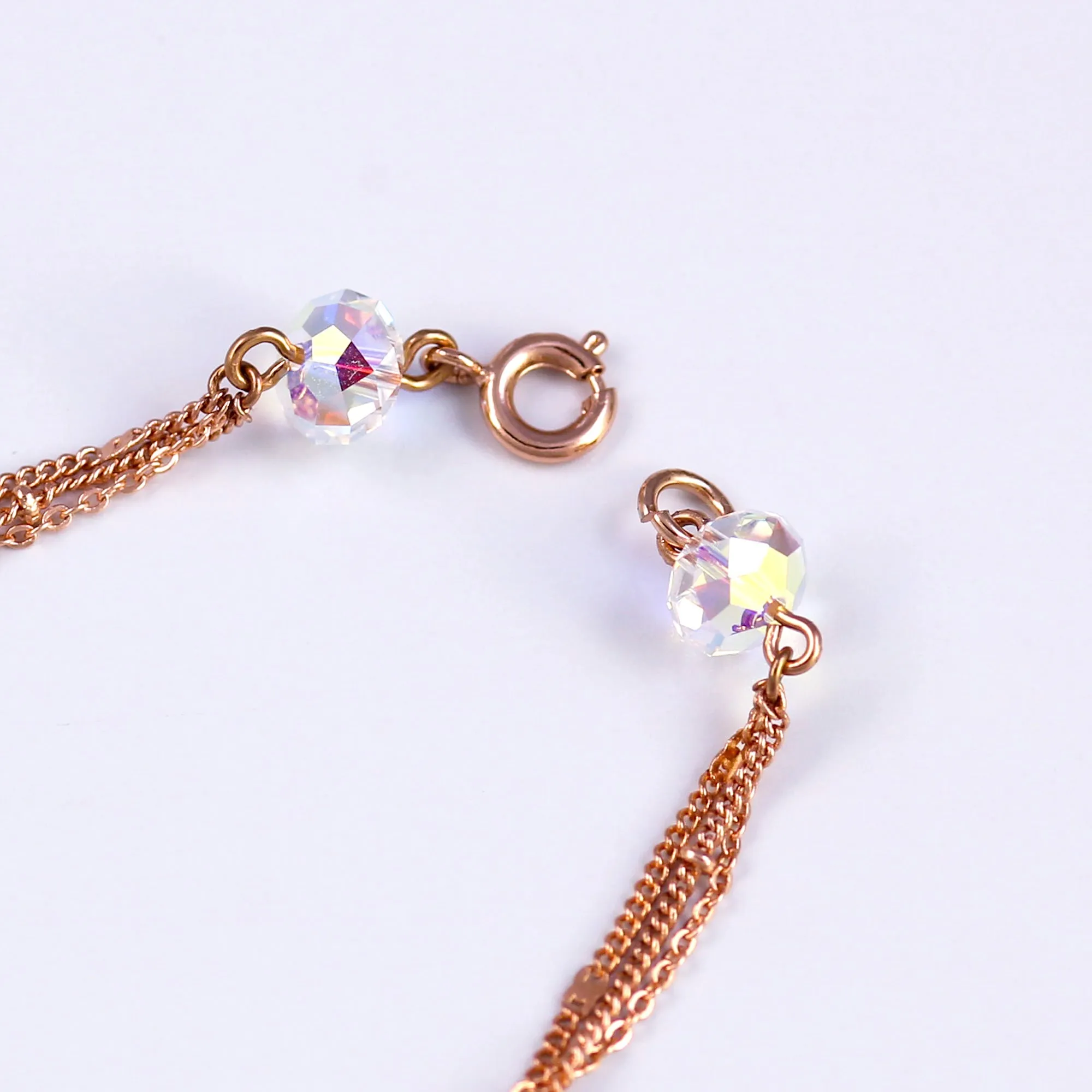 Rose Gold & Iridescent Bead Bridal Satellite Bracelet