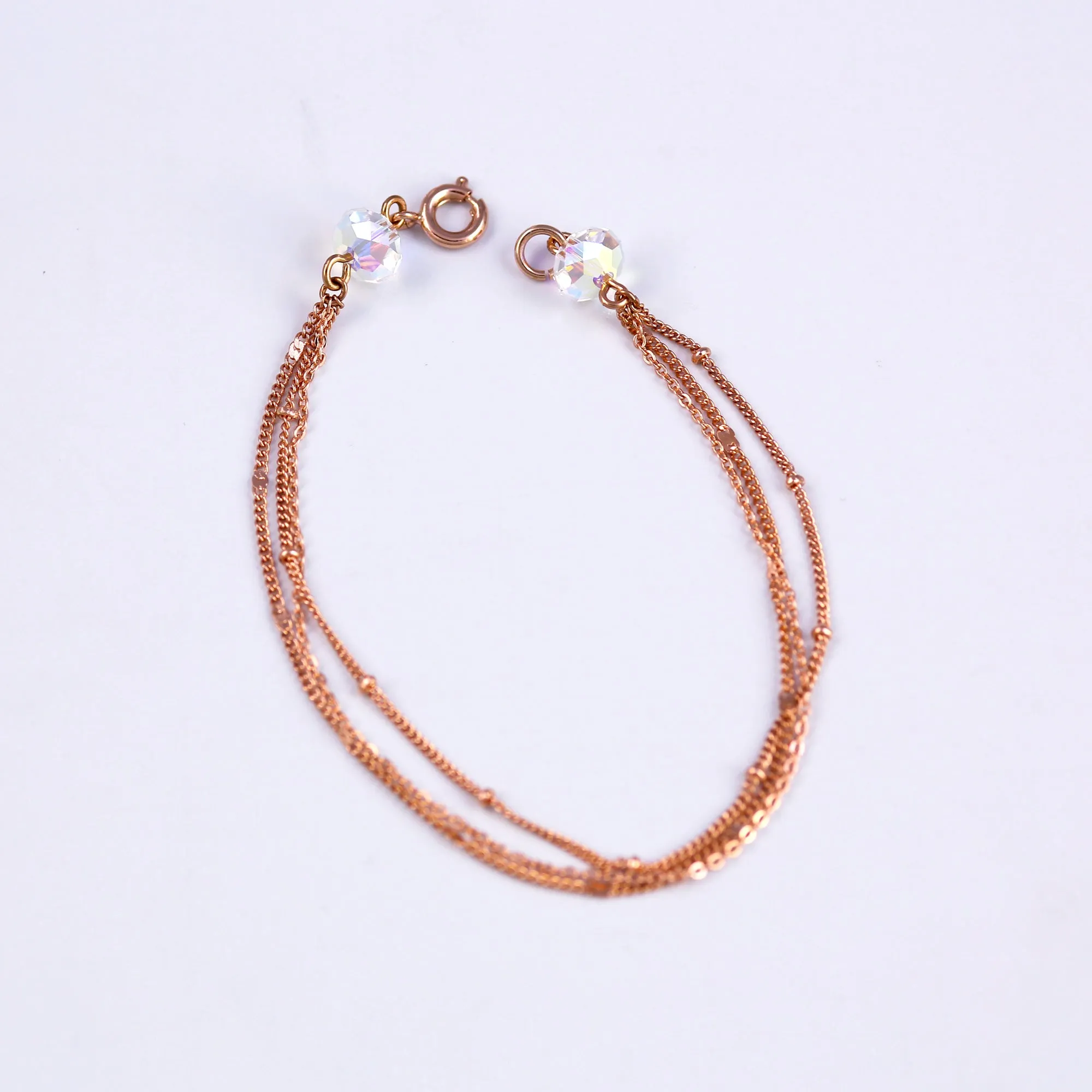Rose Gold & Iridescent Bead Bridal Satellite Bracelet