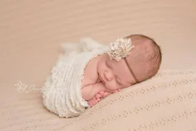 Ruffle Stretch Knit Baby Wrap in Cream