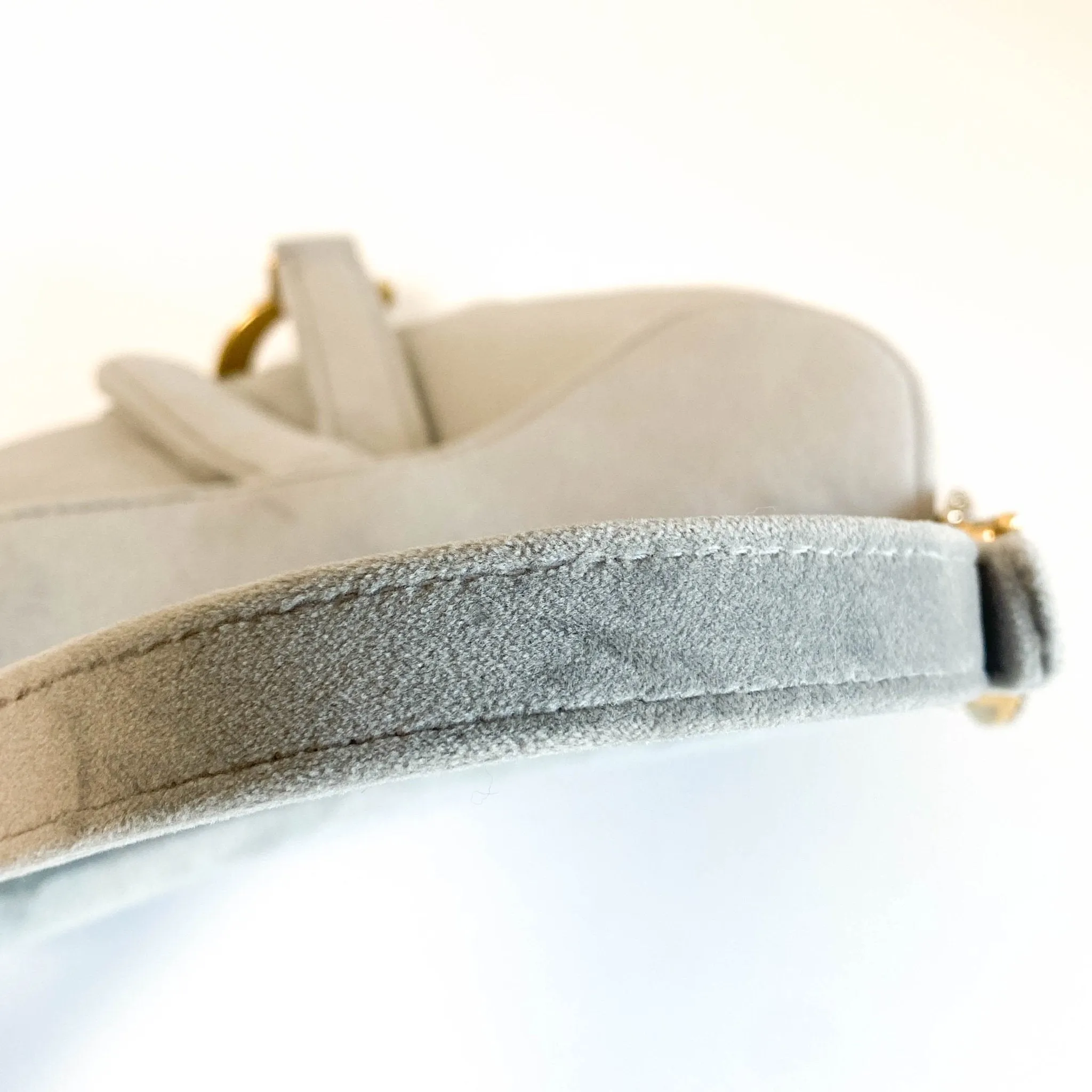 Saddle Mini Grey Suede Handle Bag