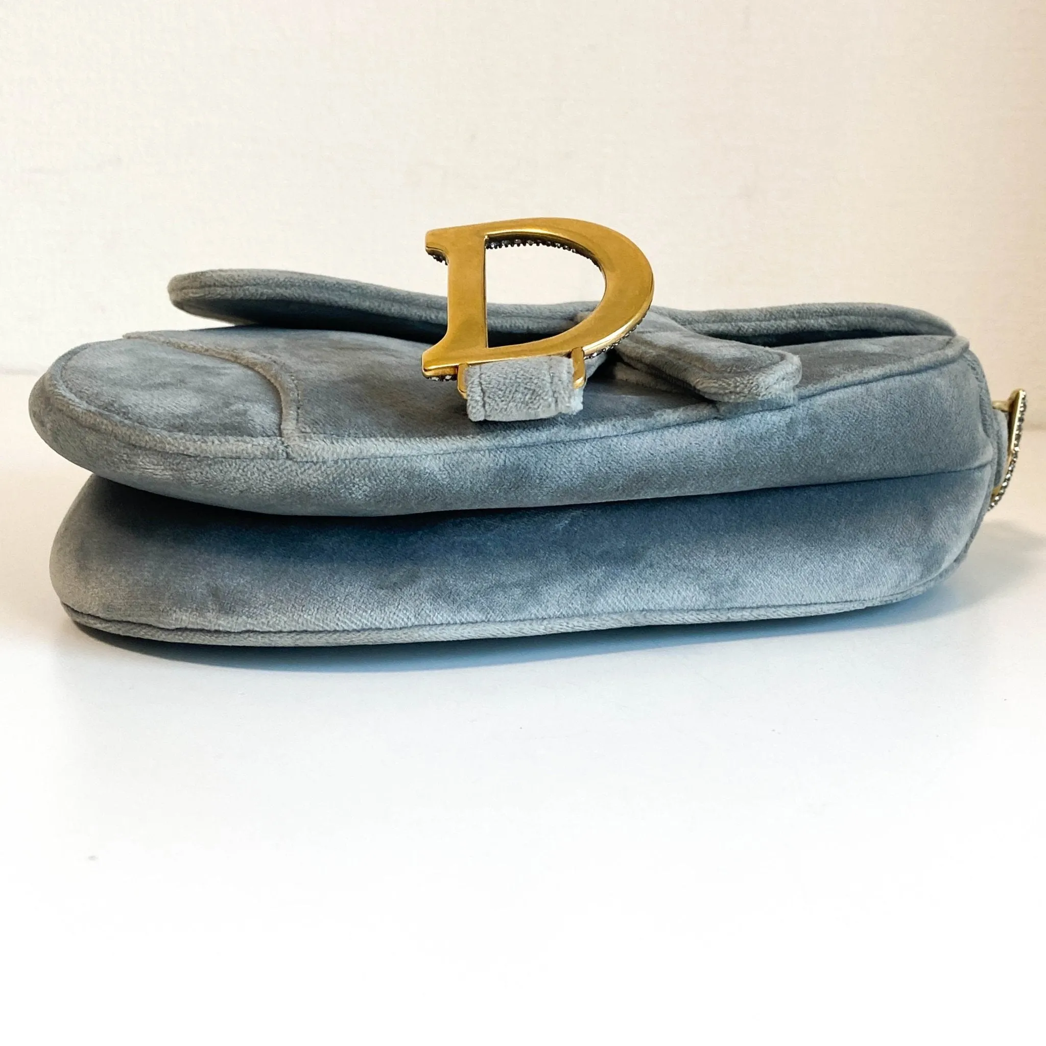 Saddle Mini Grey Suede Handle Bag