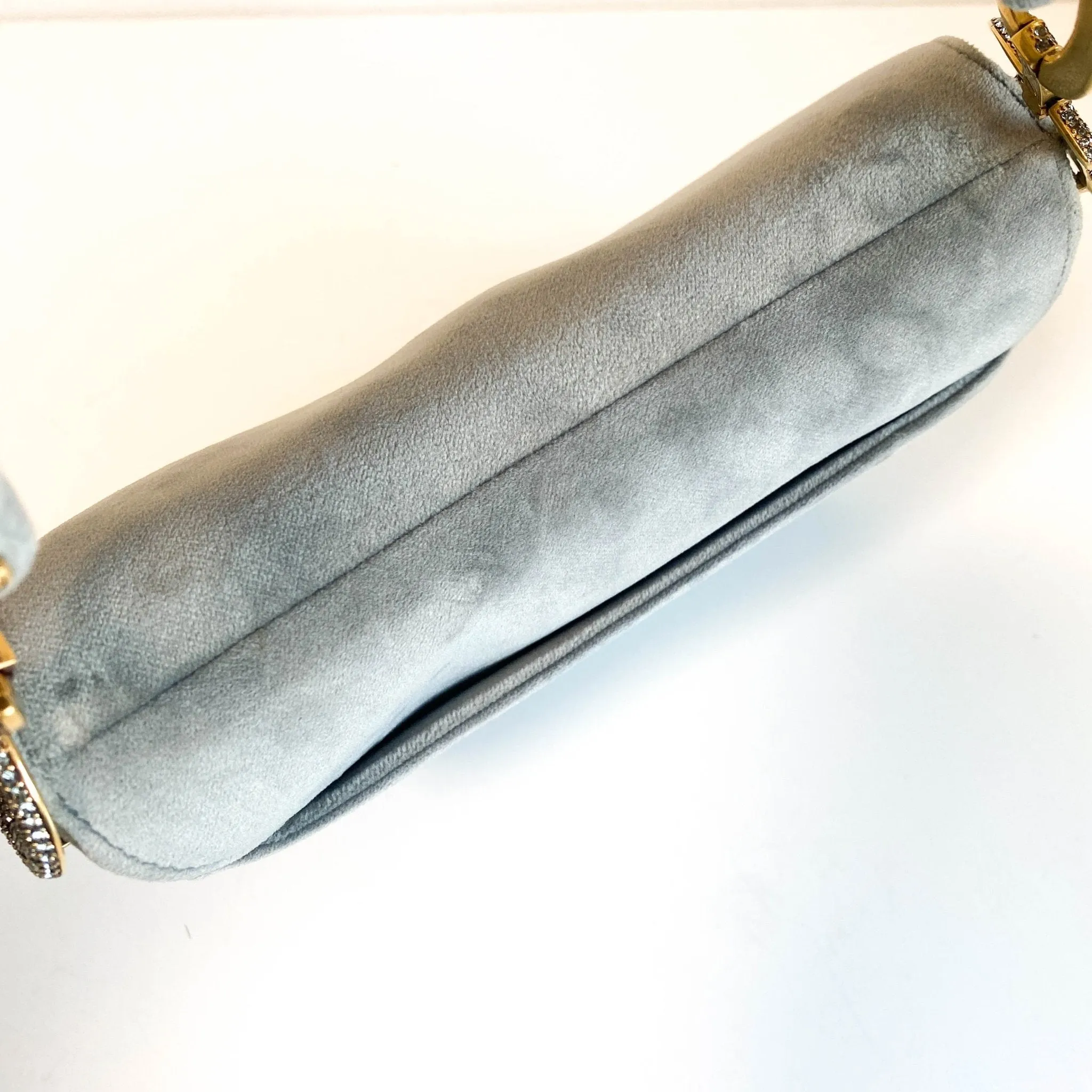 Saddle Mini Grey Suede Handle Bag
