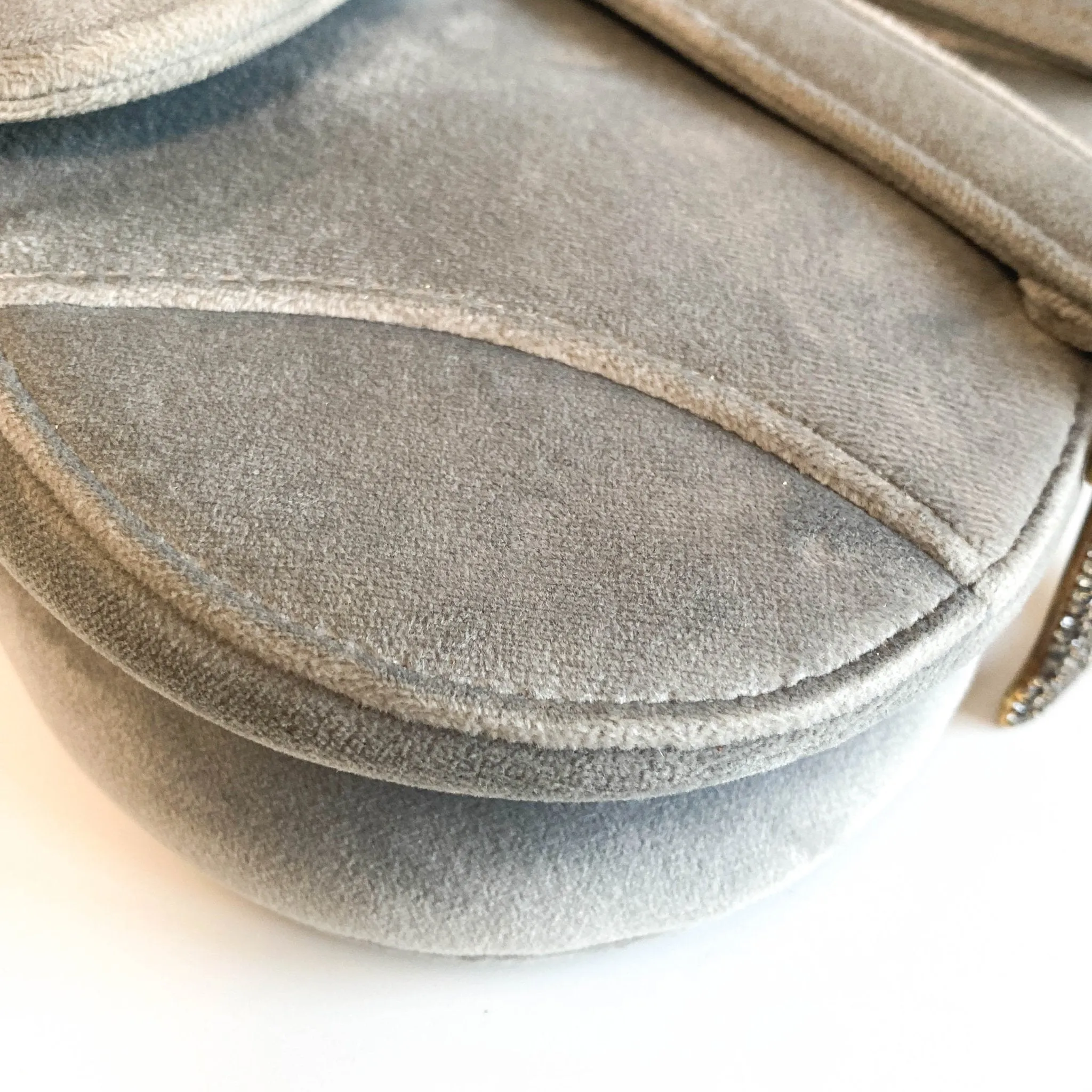 Saddle Mini Grey Suede Handle Bag