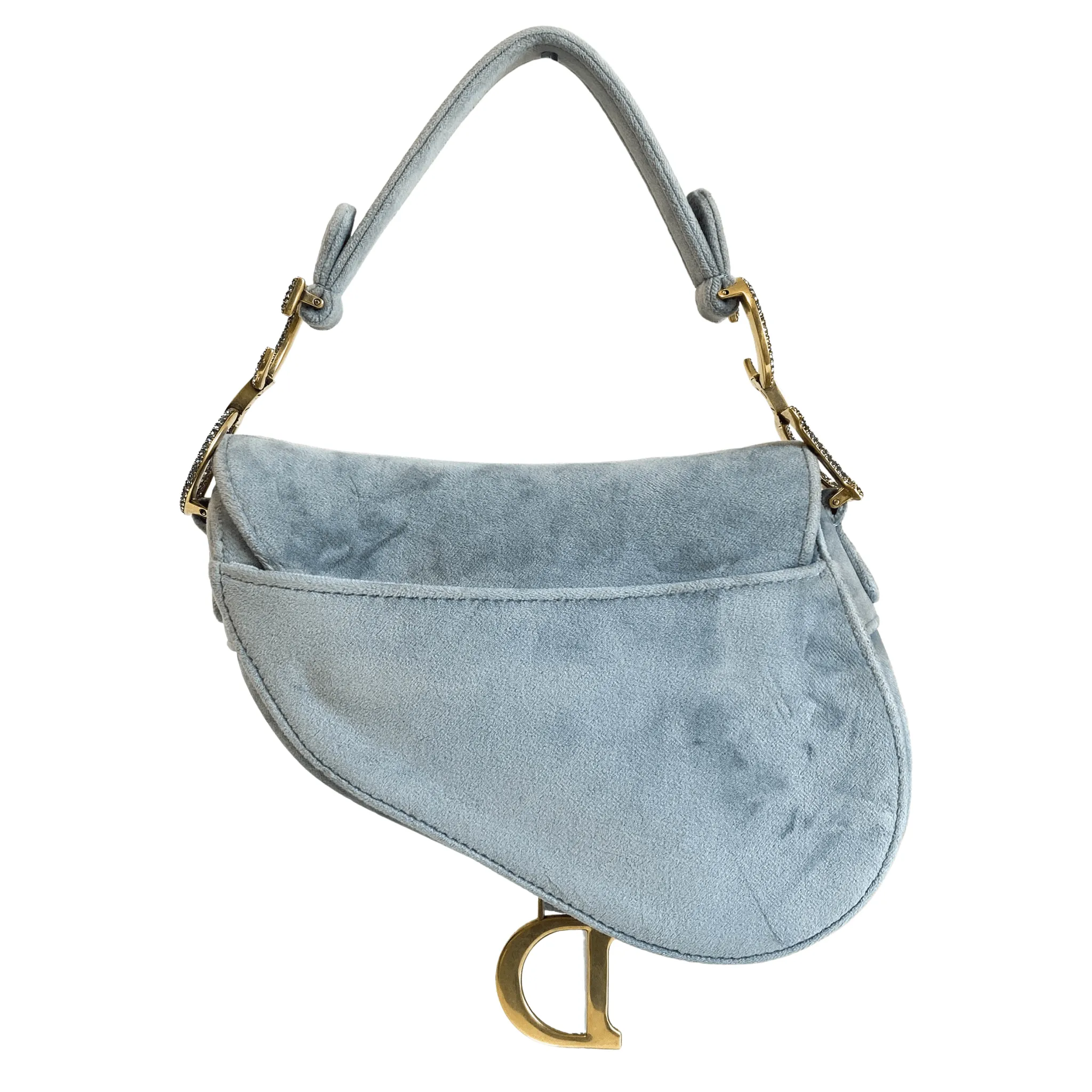 Saddle Mini Grey Suede Handle Bag