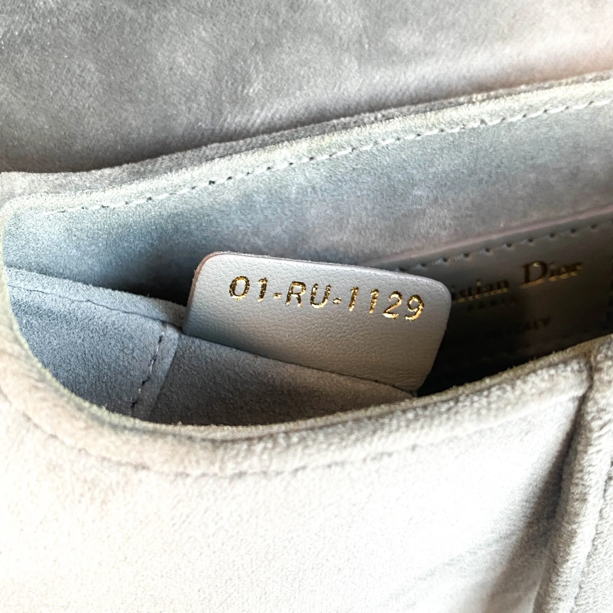 Saddle Mini Grey Suede Handle Bag