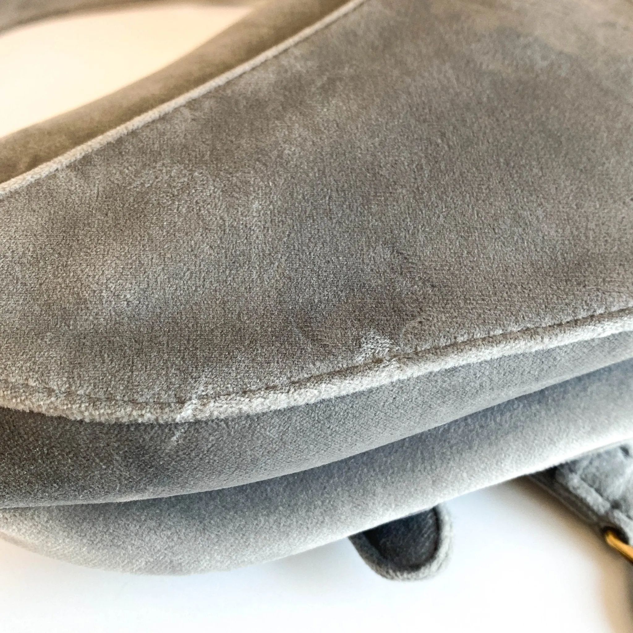 Saddle Mini Grey Suede Handle Bag