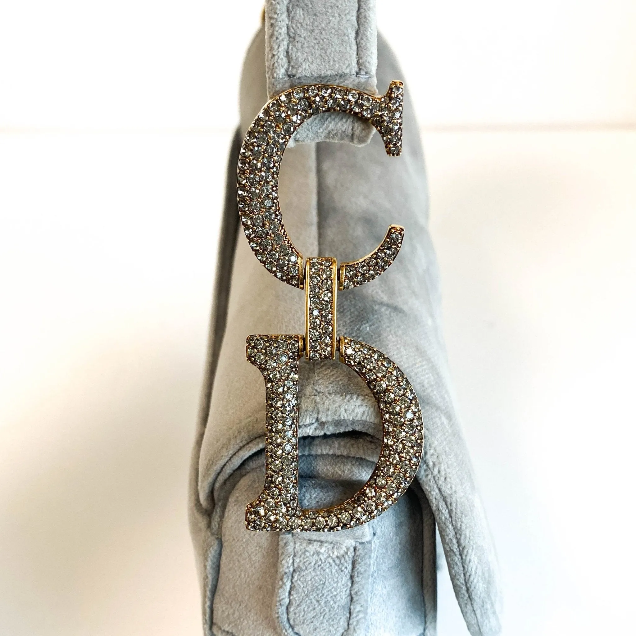 Saddle Mini Grey Suede Handle Bag