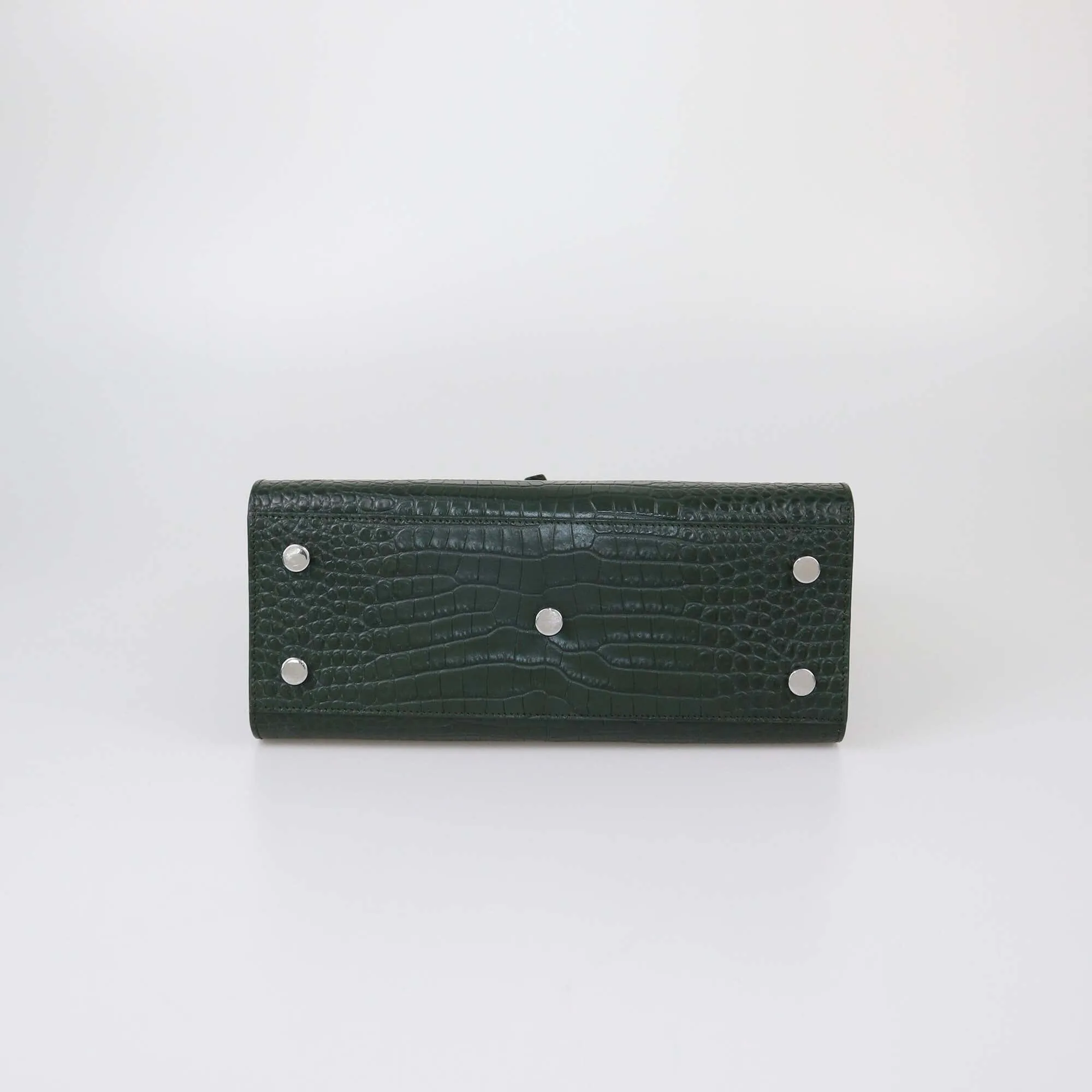 Saint Laurent Green Croc Embossed Baby Sac De Jour Tote