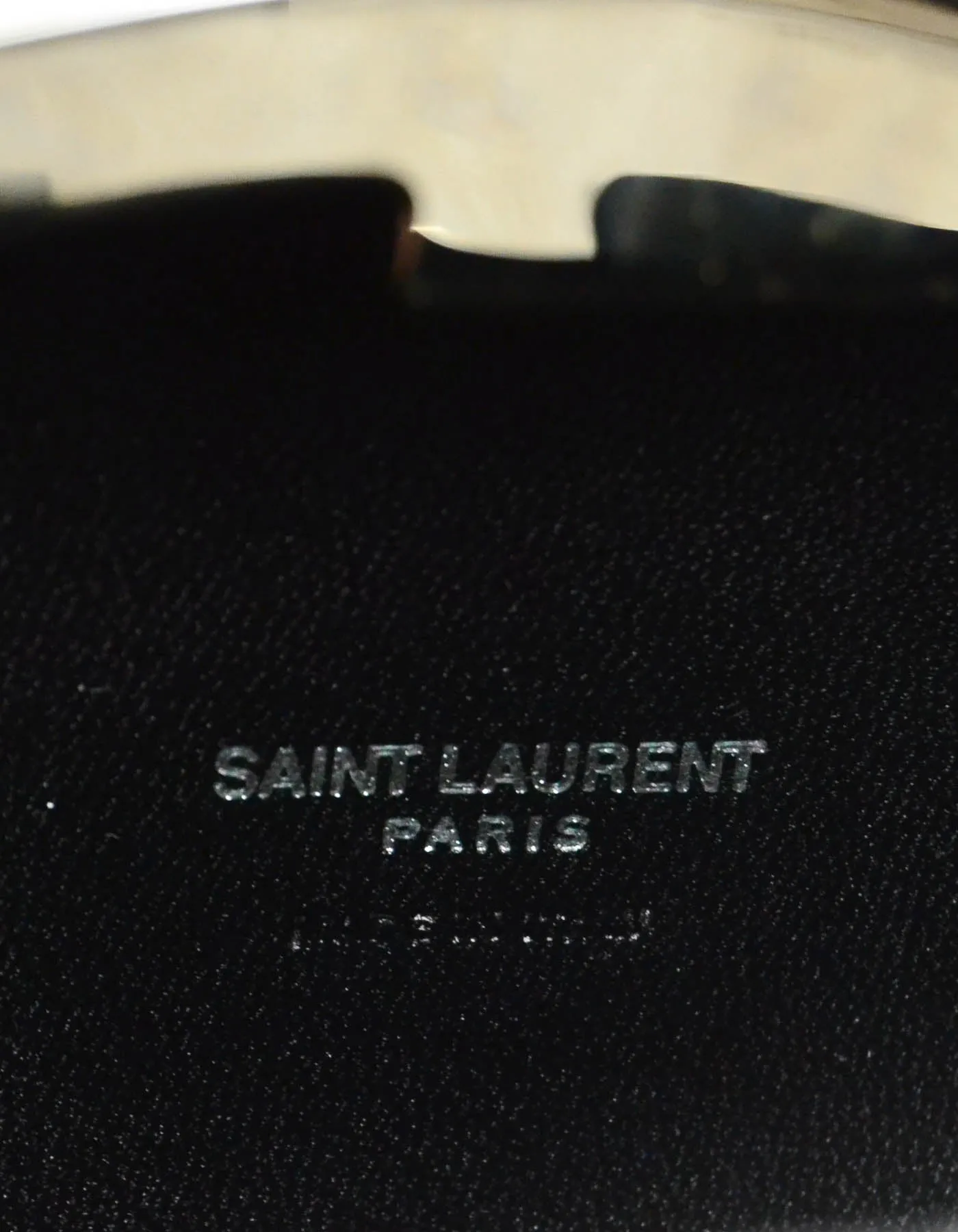 Saint Laurent Silver Monogram Hard Case Tassel Clutch Bag
