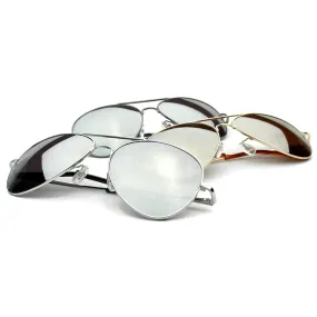 Sale Mirrored Lens Metal Aviator Sunglasses 1375 [3 Pack]